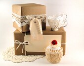 Wood gift tags with lace ribbon ties and hand painted lettering- Set of 3