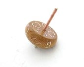 Wooden dreidel (top) for Hanukkah with Fine Silver and Copper OOAK