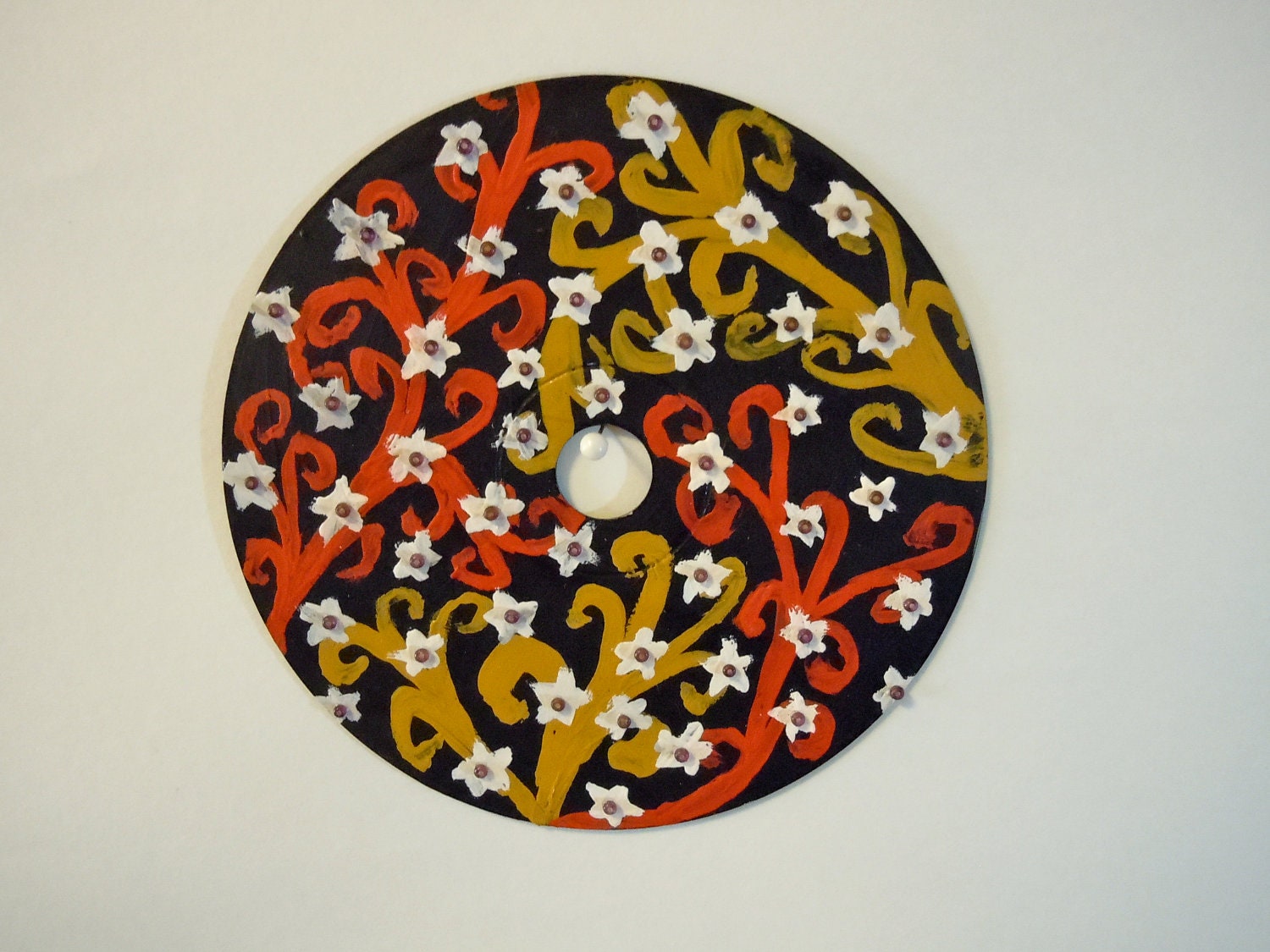 Swirls & Stars CD Wall Hanging - Recycled Upcycled Home Decor - Handmade Housewares - Interior Decoration - Wall Art