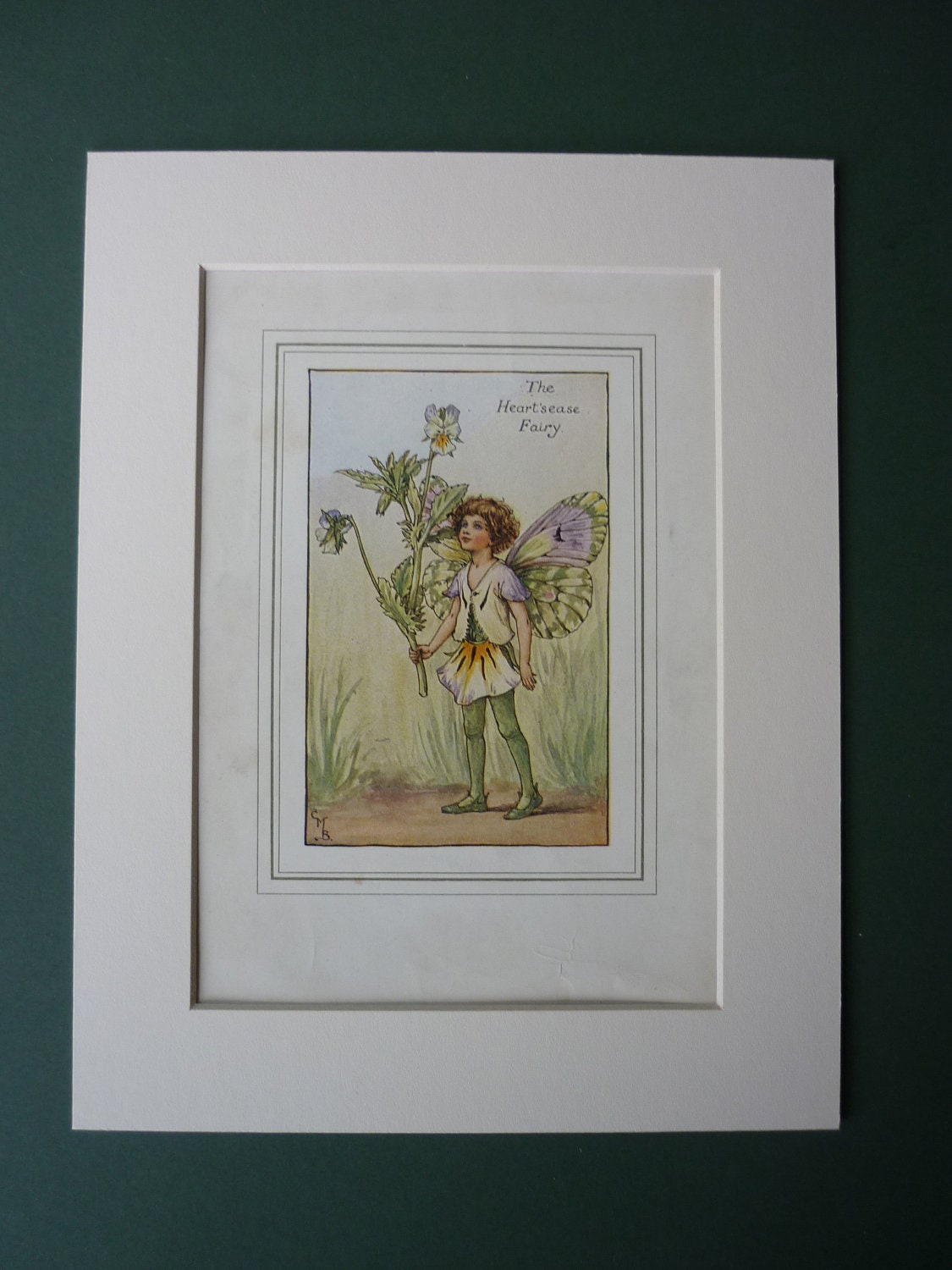 Heartsease Fairy By Cicely Mary Barker, 1923 Print - Flower Fairies Of The Spring - Matted Ready To Frame - Faerie - Nature - Pixie - Garden