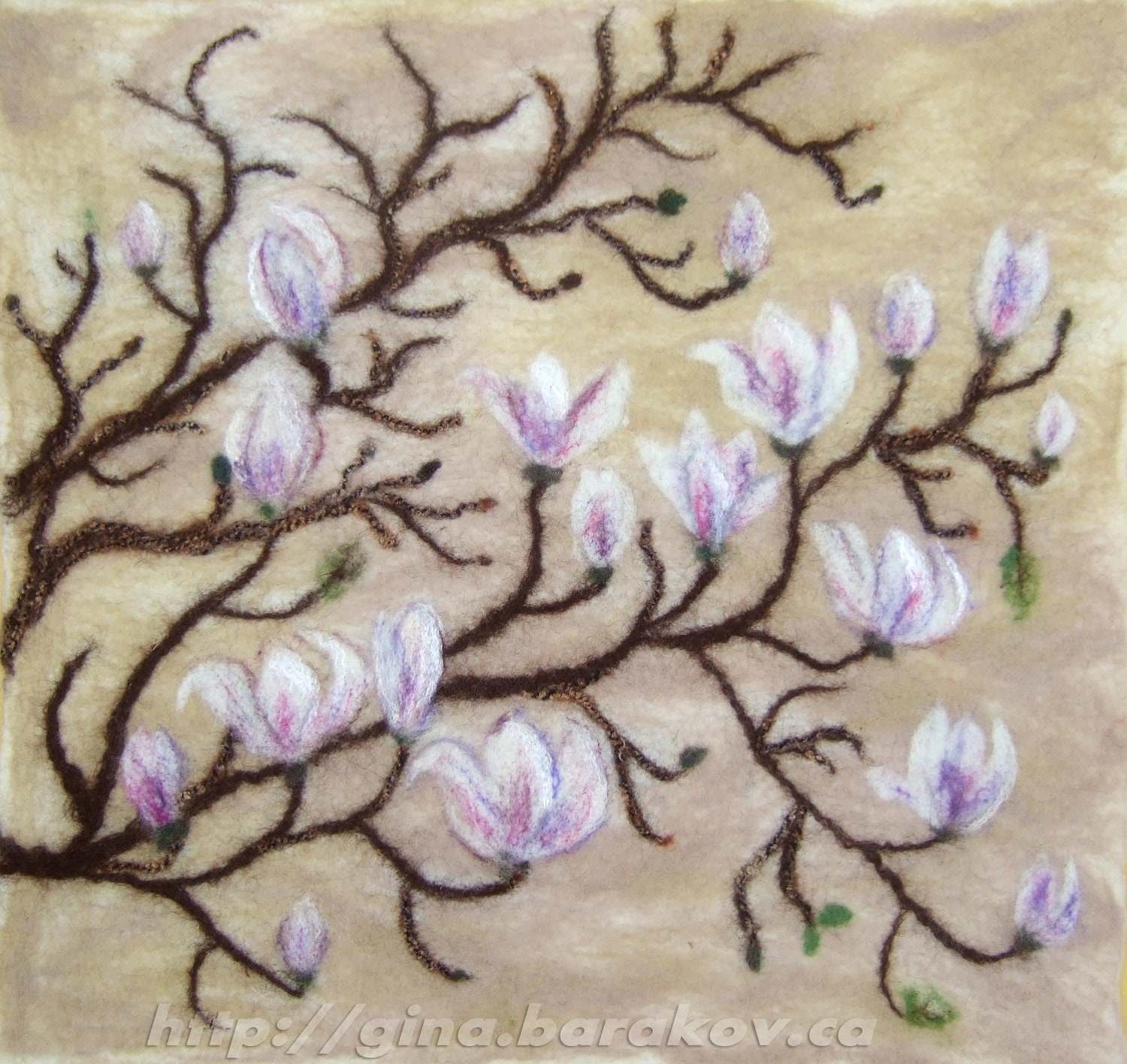 Magnolia Blossoms - Fibre Art  Wall Hanging Home Decor