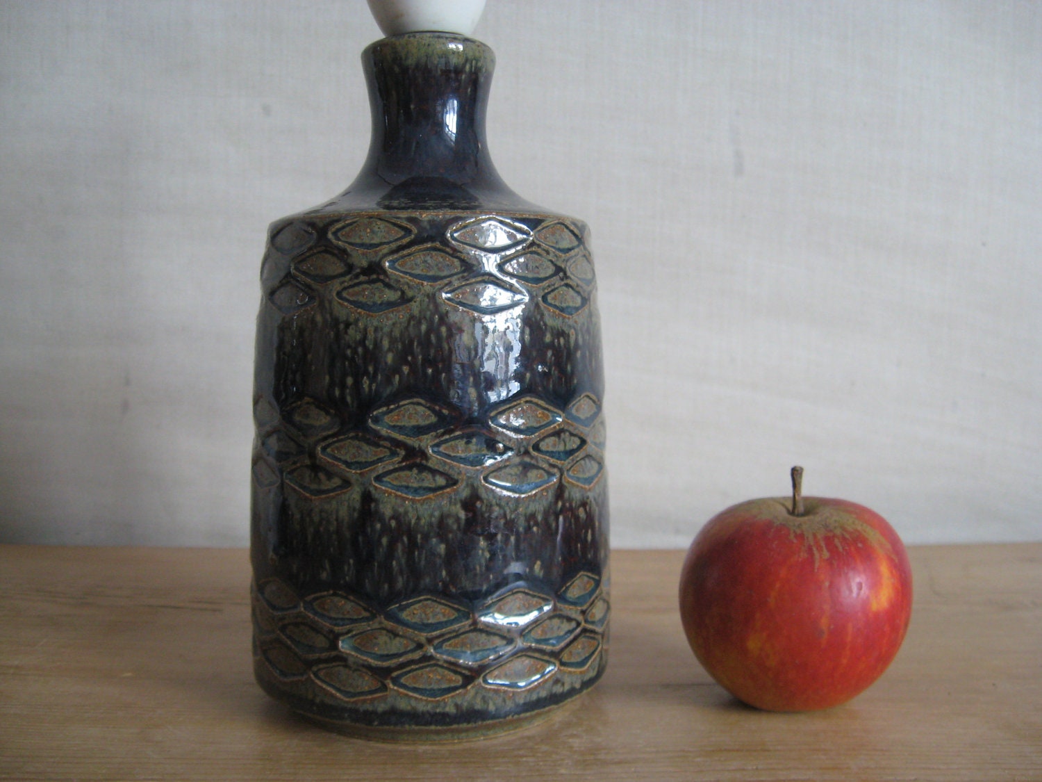 Søholm Denmark - lamp base - blue - scale pattern - handsigned AS - 1970s