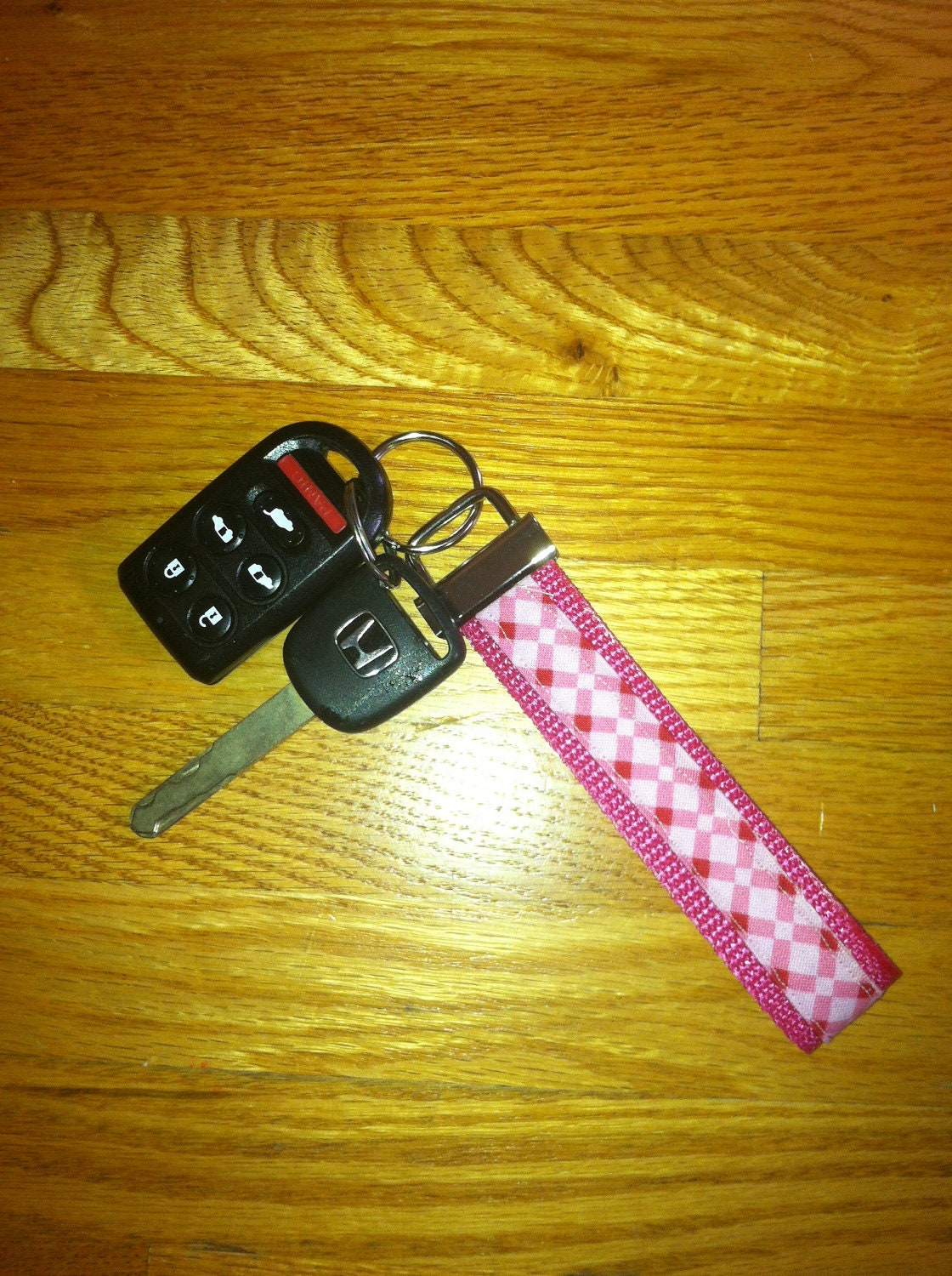 Key Fob Key Wristlets , Pink Abstract Fabric Pattern 