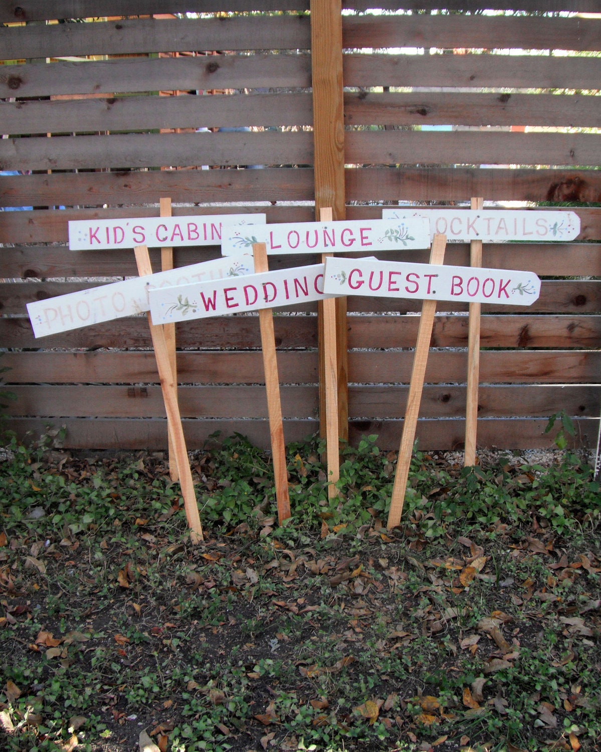 3 Wedding Hand-Painted Custom Reclaimed Direction Sign Posts