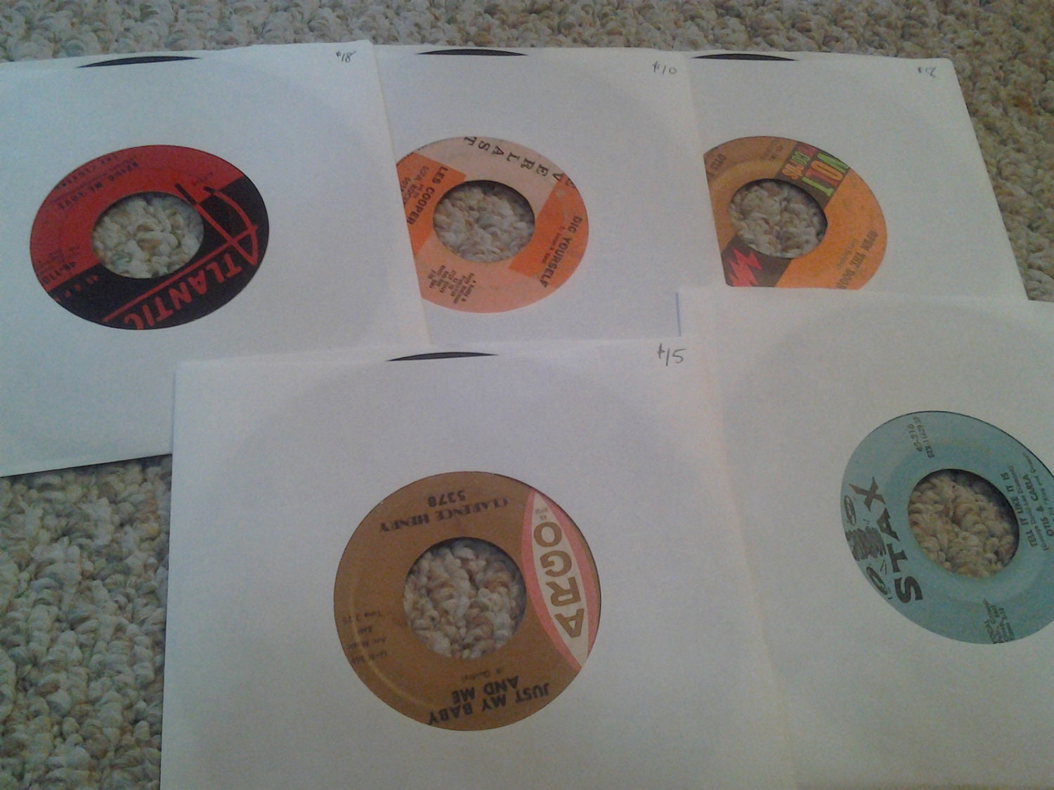 Lot of 5 soul vinyl 45 records:  the clovers /  clarence henry /  otis & carla /  otis redding /  les cooper and his soul rockers