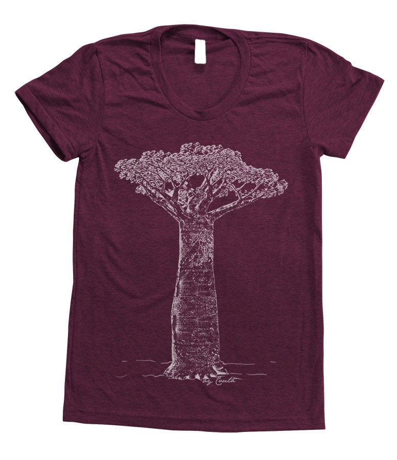 Womens Baobab Tshirt Hand Screen Printed on American Apparel Tri-Blend Short Sleeve