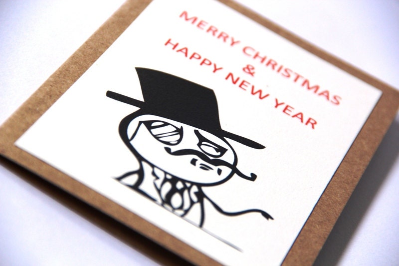 Meme Christmas Card - LIKE A SIR - Gentleman - Handmade Kraft Card - Customizable Fun Humor Greeting Card - Free Shipping
