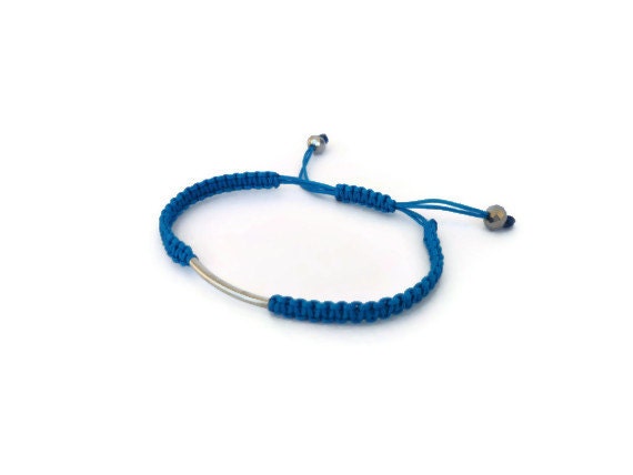 Turquoise Macrame Bracelet with metal Tube