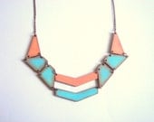 Pastel Geometric Necklace, Wood Triangles Bib,Wood Tribal Necklace,Geometric Jewelry