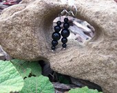Nature Inspired Black Obsidian Gemstone Bead Drop Earrings on Hypoallergenic Surgical Steel Wire - OOAK Goth Gothic High Fashion Jewelry