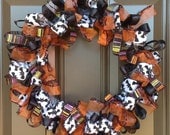 Festive Halloween Ribbon Wreath