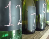 Green Chalkboard / Chalk Wine Bottles set of 4 for Rustic Country Wedding Party Decor Table Number / Centerpieces