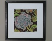 8 x 8 Art Print,  Jacobean Textile Design, Plum 1, with 12 x 12 mat