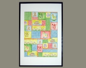 Nursery or Baby Room 18 x 24 Art Print, Whimsical Watercolor Patchwork