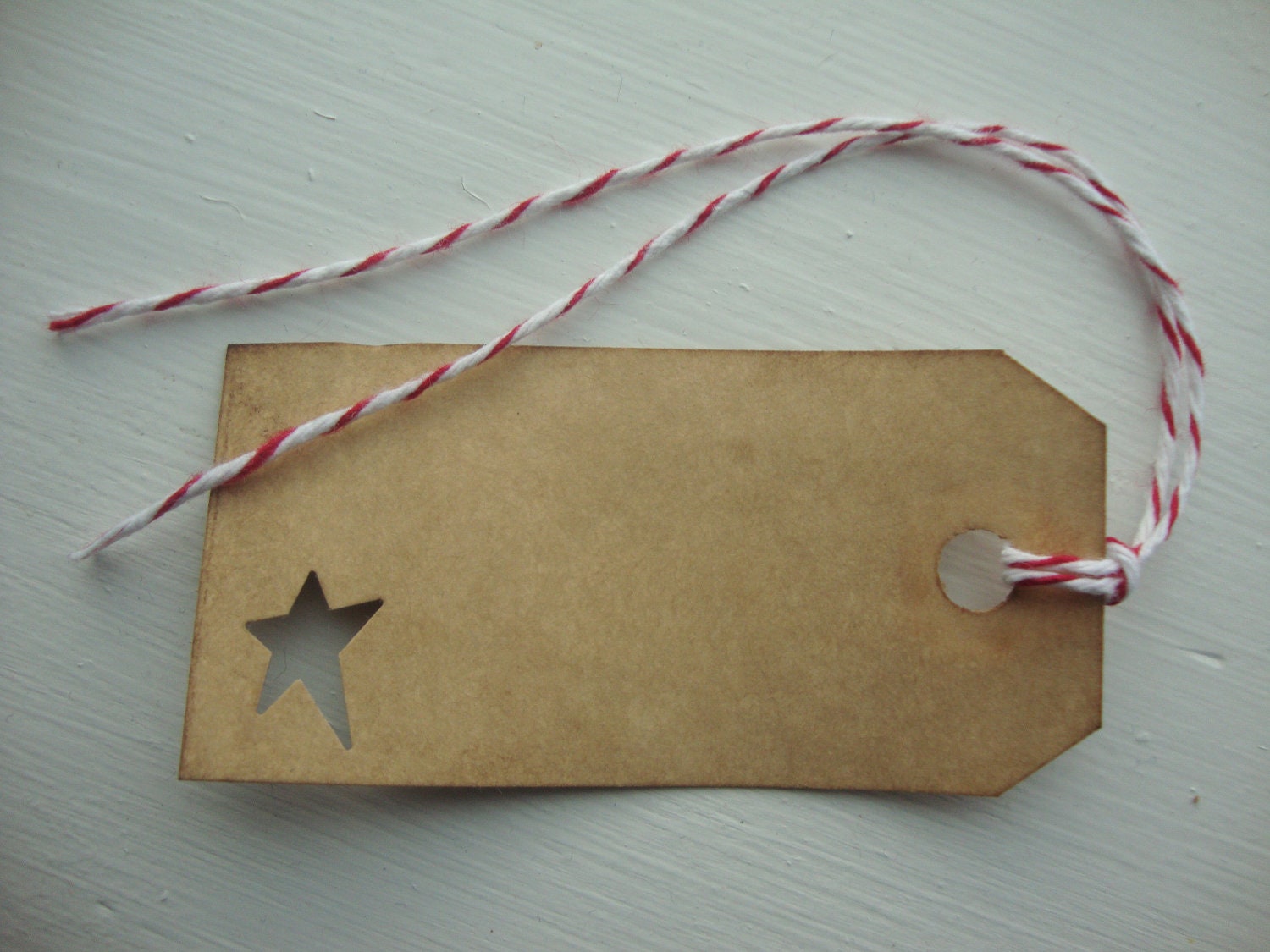 Brown Kraft Hang Tags, Primitive Star Punch Out, Set of 12, Primitive Gift Tags, Holiday Gift Tags