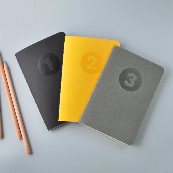 Pocket Notebooks Numbered - Set 1 - Handmade and Letterpressed printed