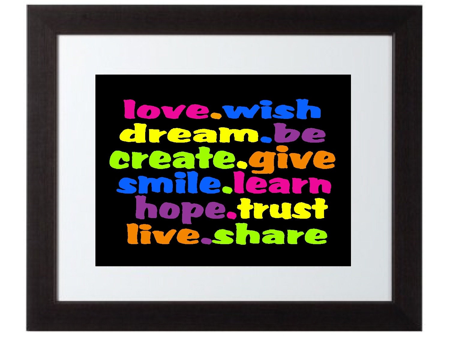 Love Wish Dream Create Smile Hope Trust Learn Share Girl's Room wall poster 8x10 Digital Art Printable