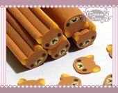 Brown Bear Print Animal Polymer Clay Cane / Fimo Cane Stick For 3D Nail Art Decoration Miniature Sweet Food / Dessert / Cake Deco F079