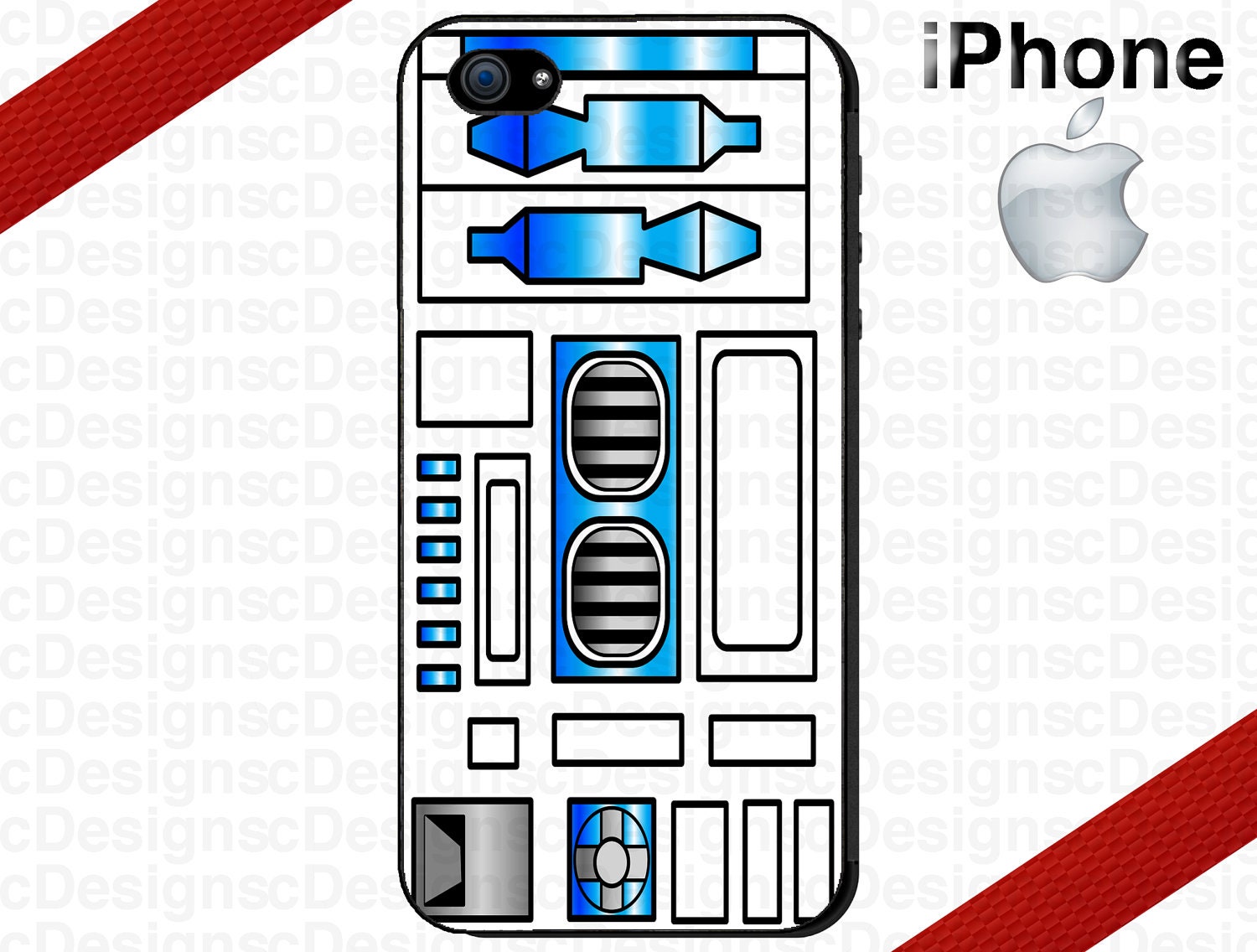 R2D2 Inspired iPhone 4/4S and iPhone 5 Custom Hard Case Cover
