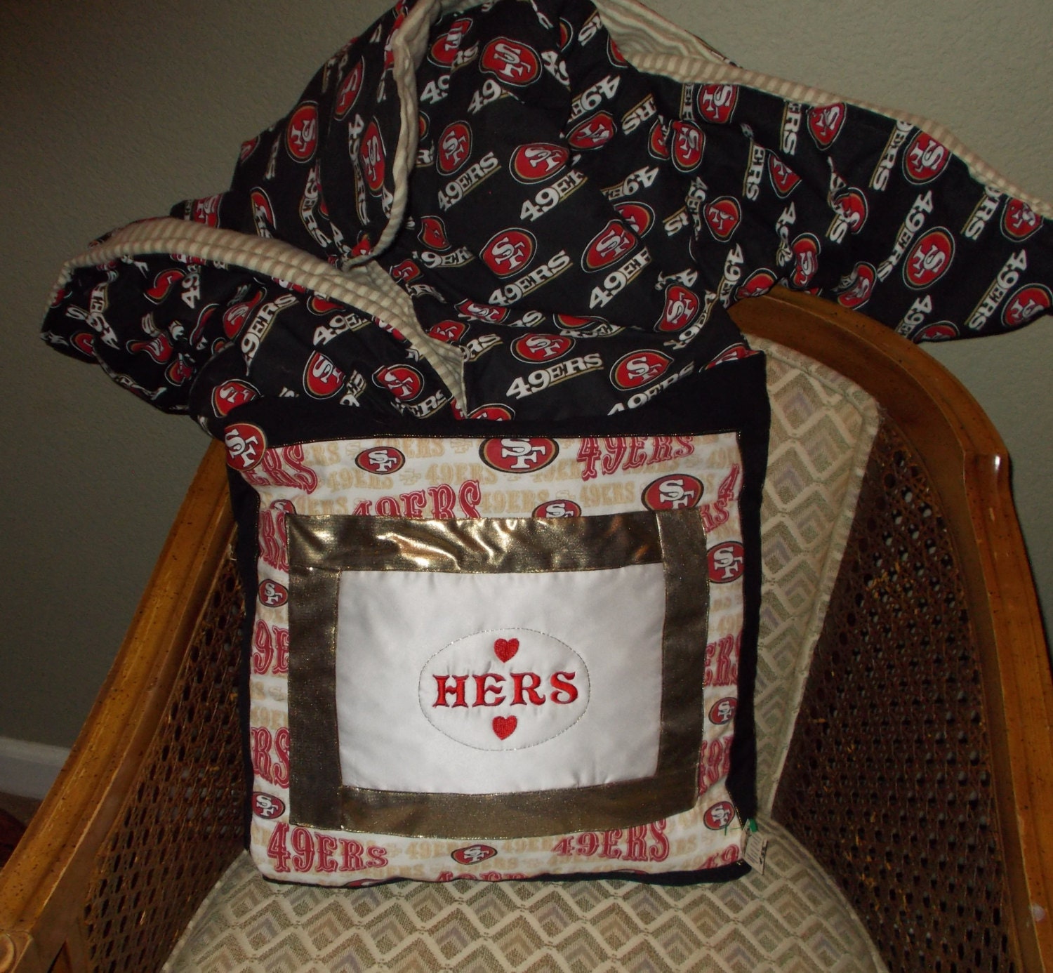San Francisco 49ers Custom made Quillo Pillow-Embroidered HERS on the pocket