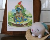 flying school - original watercolour print A4