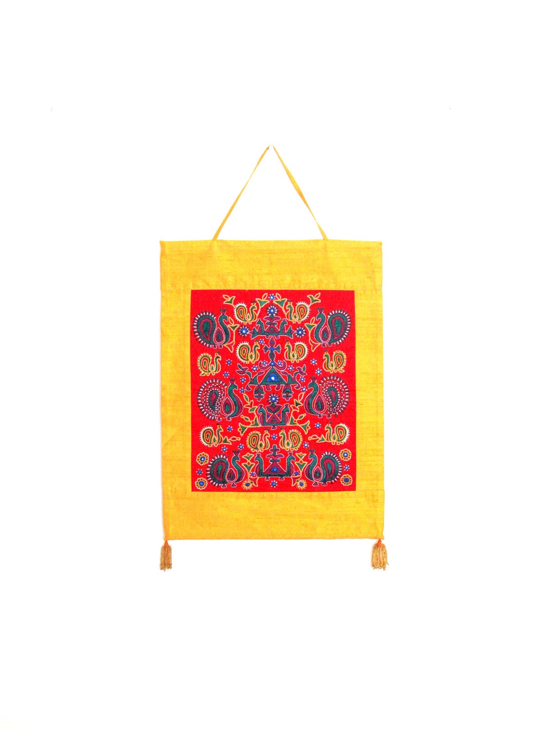 Golden Tales Wall Hanging- Hand Embroidered Tapestry