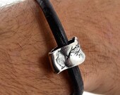 LEATHER HANDMADE BRACELET silver tone urban modern bracelet unisex bracelet hypoallergenic jewelry