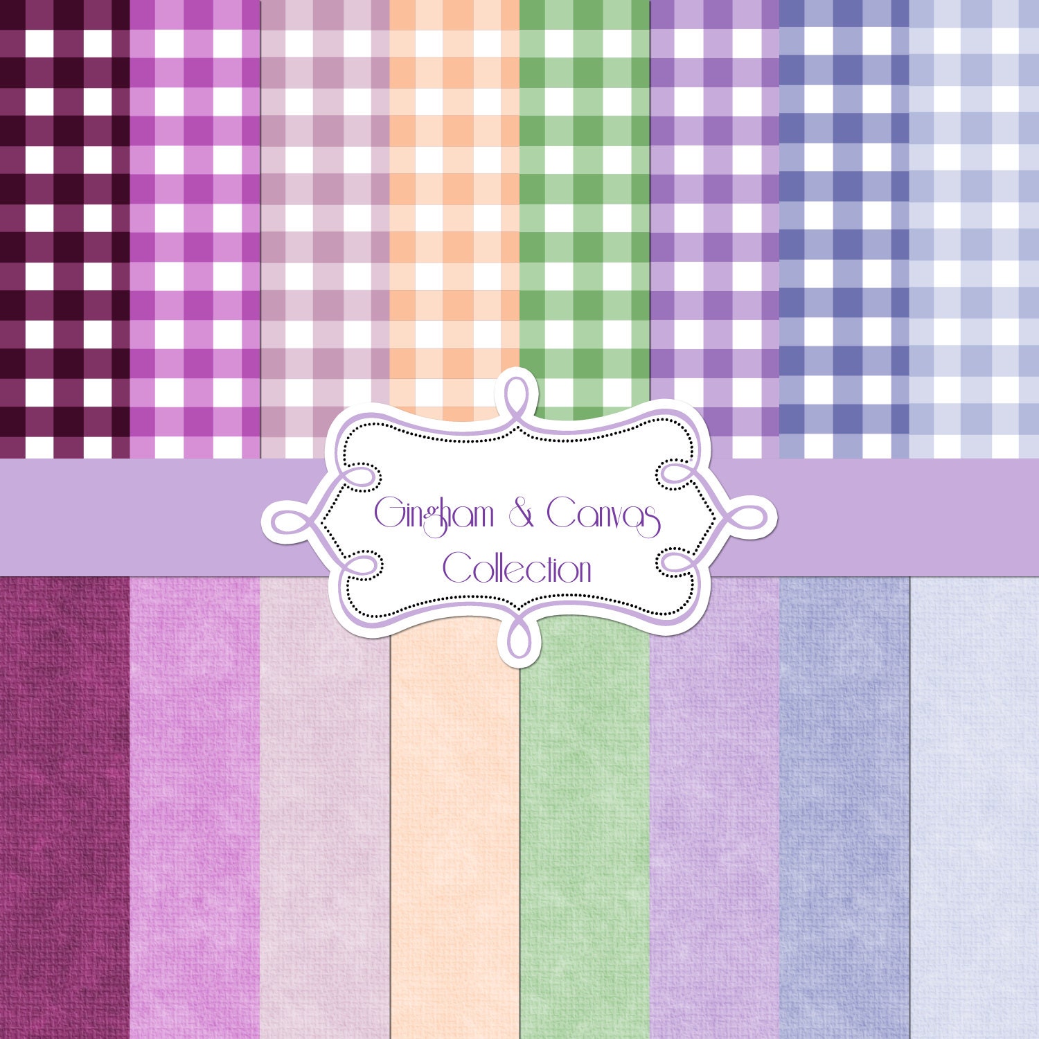 12 x 12 300 dpi Paper Pack Digital Scrapbook Gingham & Canvas Instant Download CU OK