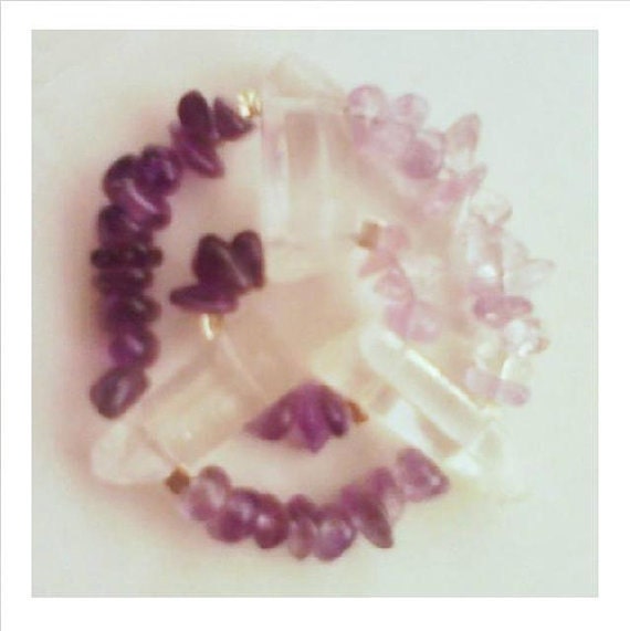 Amethyst Ombre Lemurian Seed Quartz Crystal Grid Chakra Balancing Reiki Healing