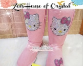 WINTER Tall Pink Sheepskin Boots with Adorable KITTY