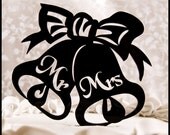 Wedding Cake Topper Mrs and Mrs in Wedding Bells with bow