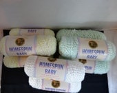 Lion Brand Yarn Homespun Baby Knitting/Crocheting  - White, Yellow, and Green - 8 Skeins