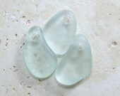 Genuine Sea Glass Pendants - Light Seafoam - 3 Top-Drilled