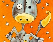 Luck Mechanical Horse ORIGINAL Painting ACEO ART
