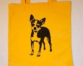 Chihuahua Tote Bag - dog bag, dog tote, chihuahua bag, dog portrait, screen print tote, silkscreen bag