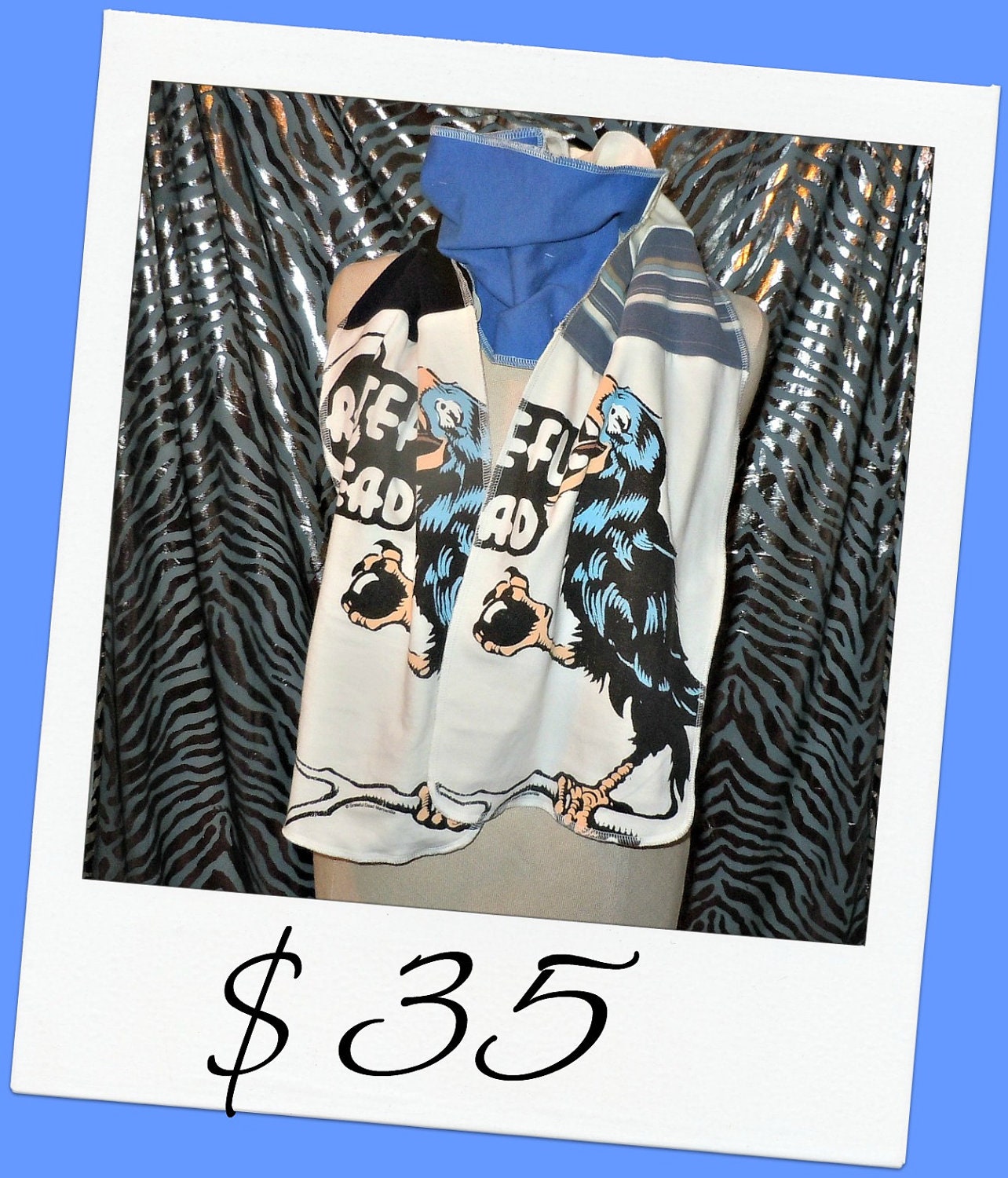 Music Scarf Grateful Dead Scarf Recycled Tshirts Unisex Great gift