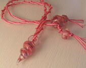 Lampwork  and Kumihimo PINK Necklace, Handmade SRA LETEAM Glassymom
