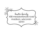 snowflake frame rubber address stamp - self-inking
