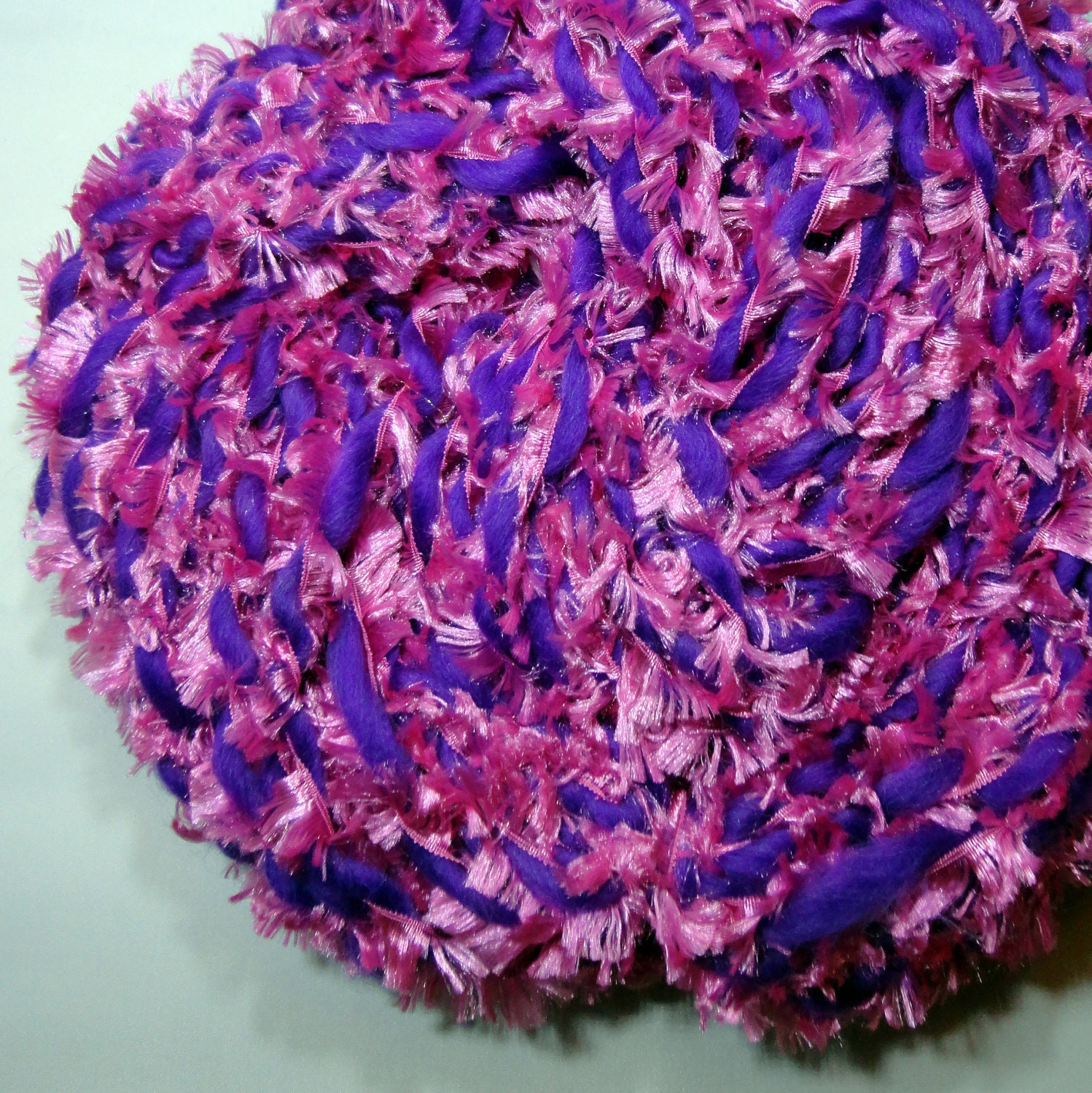 Handspun Yarn Pink and Purple Funky VERY bulky 100 Yards