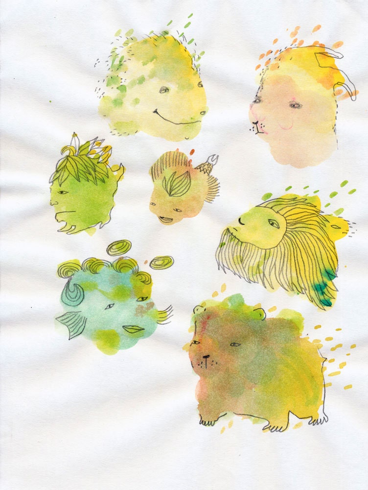 SALE Monster Splodge Sketch Style V2 Original by Emma Kidd