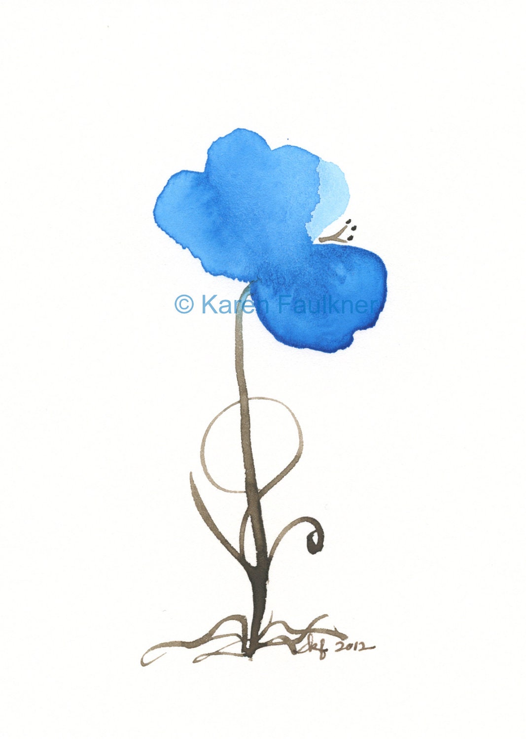 Art Print of Original Watercolor Painting:  Peacock