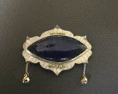 Eye of the Night - sterling silver, 18k gold, lapis lazuli, and pyrite pendant necklace