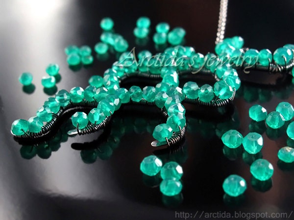 Science jewelry Cyanobacteria necklace blue green algae bacteria - Microbiology teal weird biology nerd geek doctor gift idea oht ohtteam