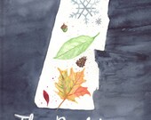 Four Seasons -- Map of The Berkshires -- 8x10 Archival Print