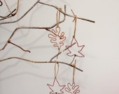 Handmade recycled steel wire leaf ornaments, Set of 4, Made to order