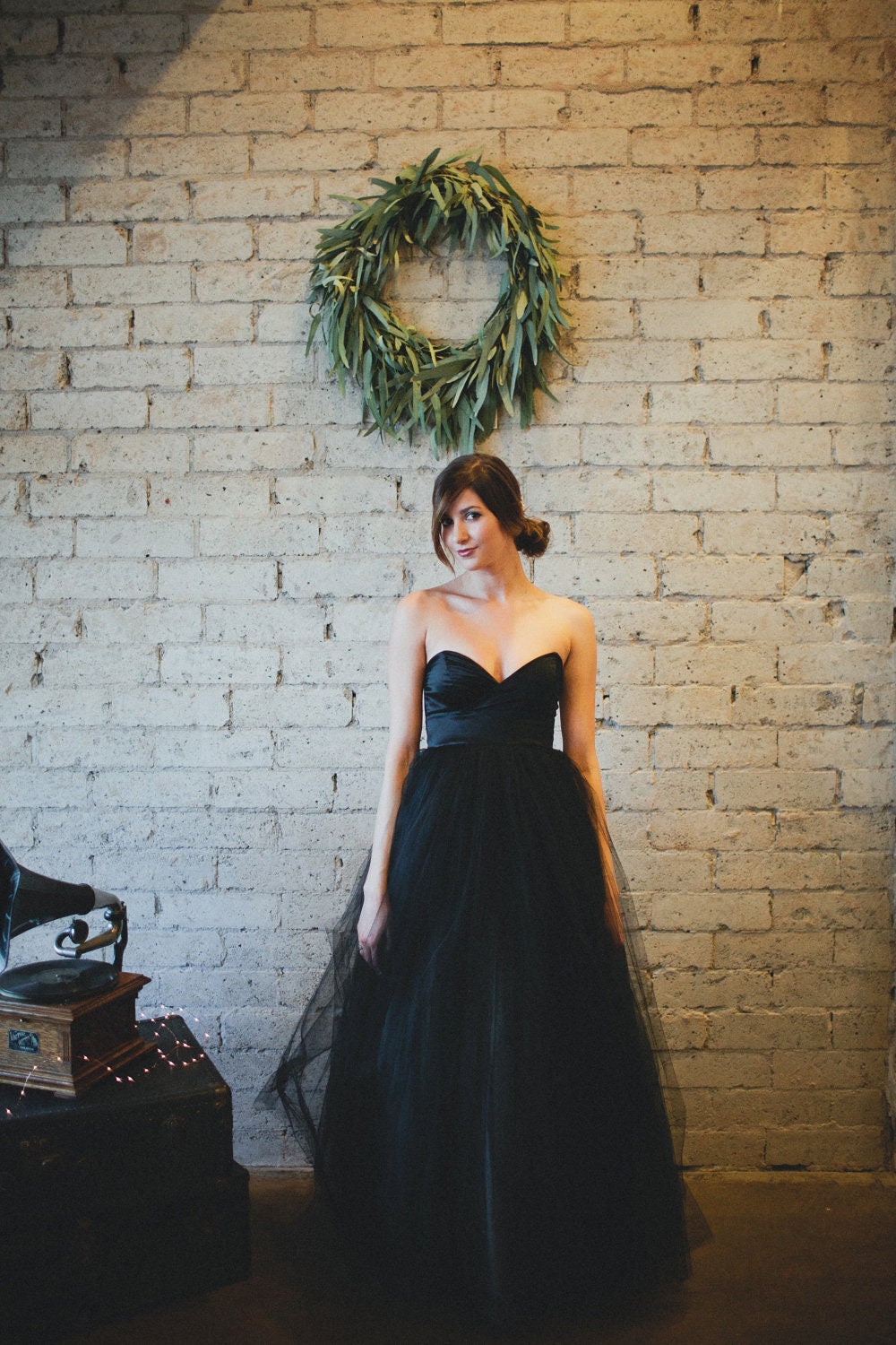 Black Floor Length Strapless Gallery Gown by Ouma