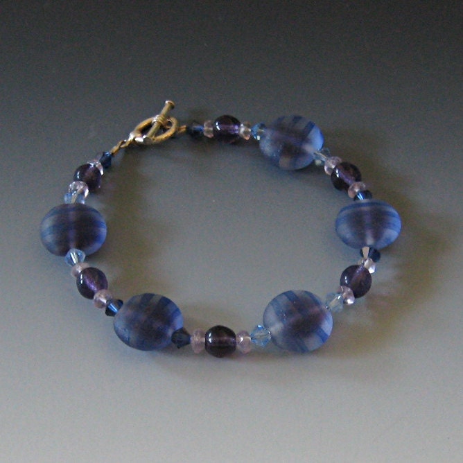 Beaded Bracelet Unique Jewelry in Purple and Blue
