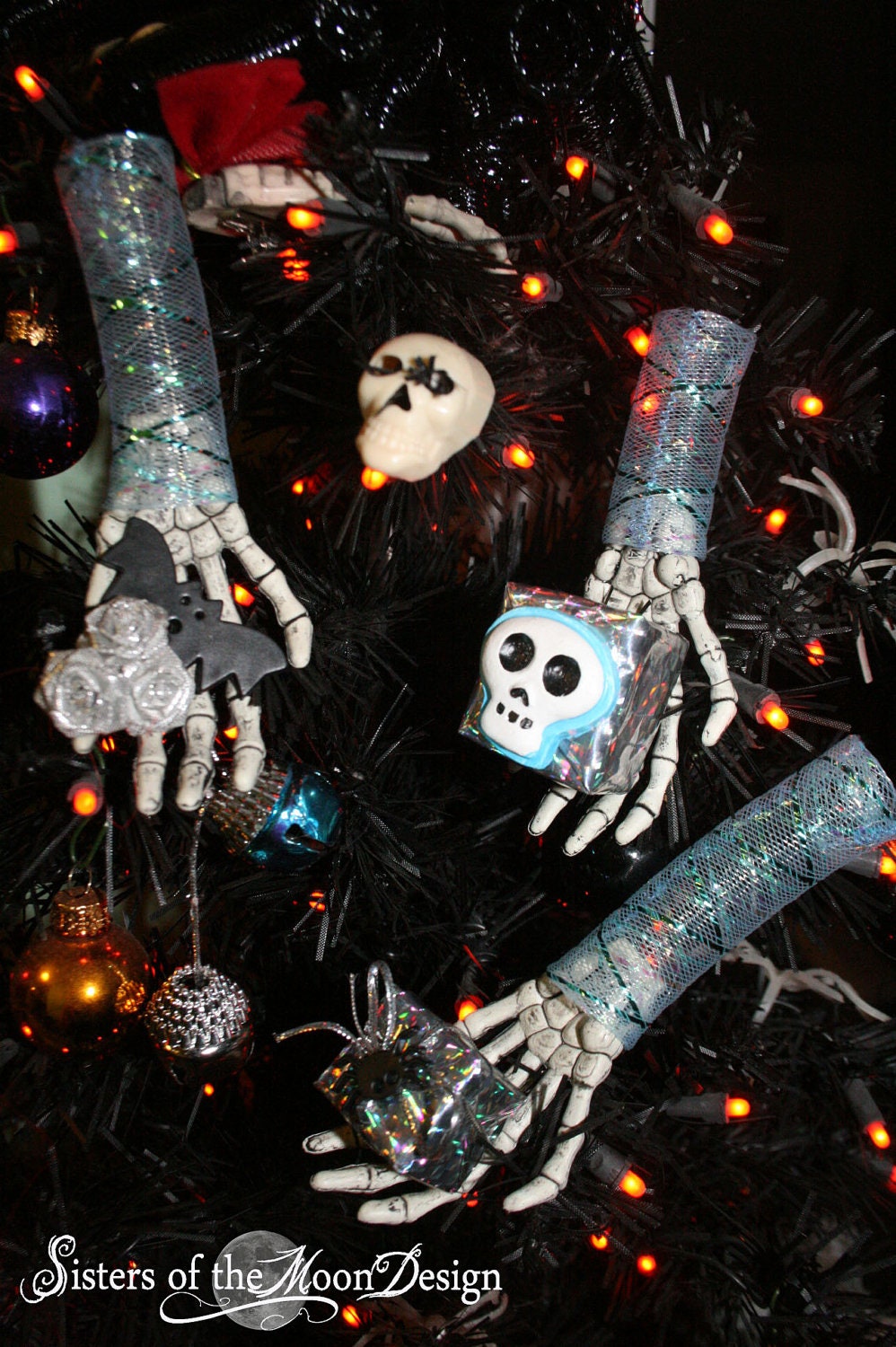 Ice Skeleton hand Nightmare ornament collection set decoration christmas halloween horror -- By Sisters of the Moon