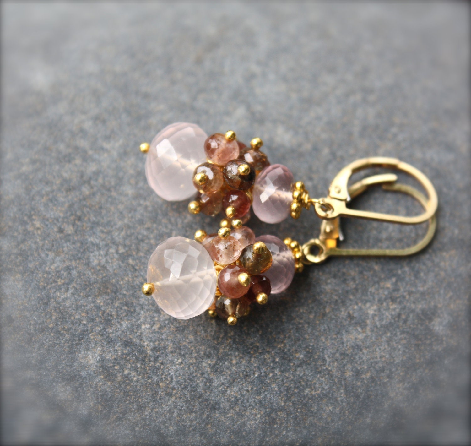 Rose Quartz and Tundra Sapphire Earrings- ONLY ONE PAIR