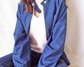 Vintage Windbreaker 1960s Koret Crop Sleeve Navy Blue